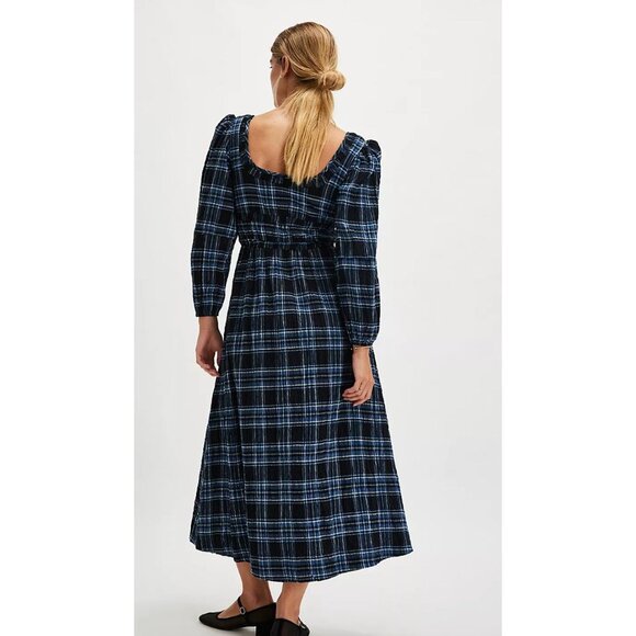Free People Damson Madder Plaid Dakota Bow Dress Size 2 XS - Picture 2 of 5